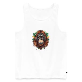 Tête d’orang-outan tropical - Débardeur bio Premium Homme - blanc - Devant - Michal (187cm)