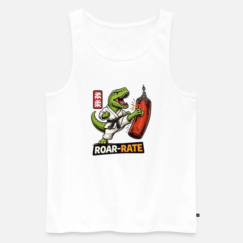 Dino Dojo Roar - Ekologiczny tank top męski Premium - biały