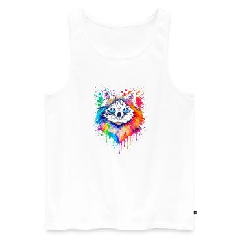 Ragdoll en néon | Art du chat Pop Art - Débardeur bio Premium Homme - blanc - Devant - AI Model Male 178 light (178cm)