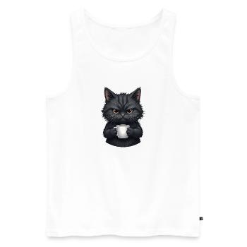 Cadeaux chat noir - Débardeur bio Premium Homme - blanc - Devant - Michal (187cm)