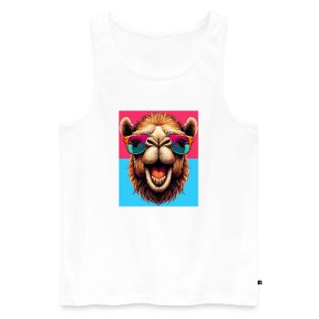 Kamel - Männer Premium Bio Tank Top - Weiß - Vorne - Michal (187cm)