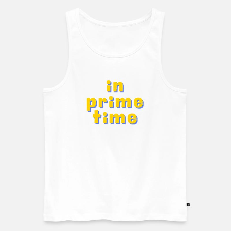 In Prime Time Retro 3D Typografie - Männer Premium Bio Tank Top - Weiß