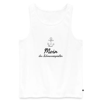 Moin plattdeutsches Schimpfwort mit Anker - Männer Premium Bio Tank Top - Weiß - Vorne - AI Model Male 178 light (178cm)