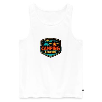 Camping Legende Shield - Männer Premium Bio Tank Top - Weiß - Vorne - AI Model Male 178 light (178cm)