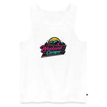 Weekend Camper Neon Skyline - Männer Premium Bio Tank Top - Weiß - Vorne - AI Model Male 178 light (178cm)