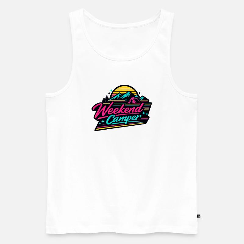 Weekend Camper Neon Skyline - Männer Premium Bio Tank Top - Weiß