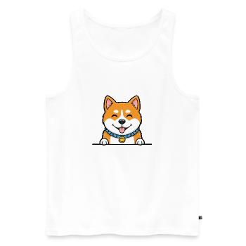 Akita Inu (portrait/comic) - Men's Premium Organic Tank Top - white - Front - Michal (187cm)