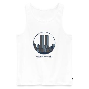 Never Forget Skyline Reminder - Men's Premium Organic Tank Top - white - Front - AI Model Male 178 light (178cm)