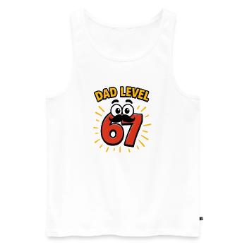 Dad Level 67 Six Seven Meme Father Dad Humor - Men's Premium Organic Tank Top - white - Front - AI Model Male 178 light (178cm)