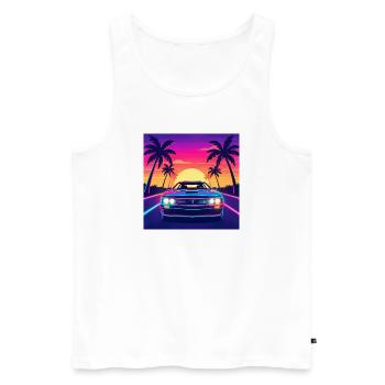 Neon Sunset Drive - Männer Premium Bio Tank Top - Weiß - Vorne - AI Model Male 178 light (178cm)