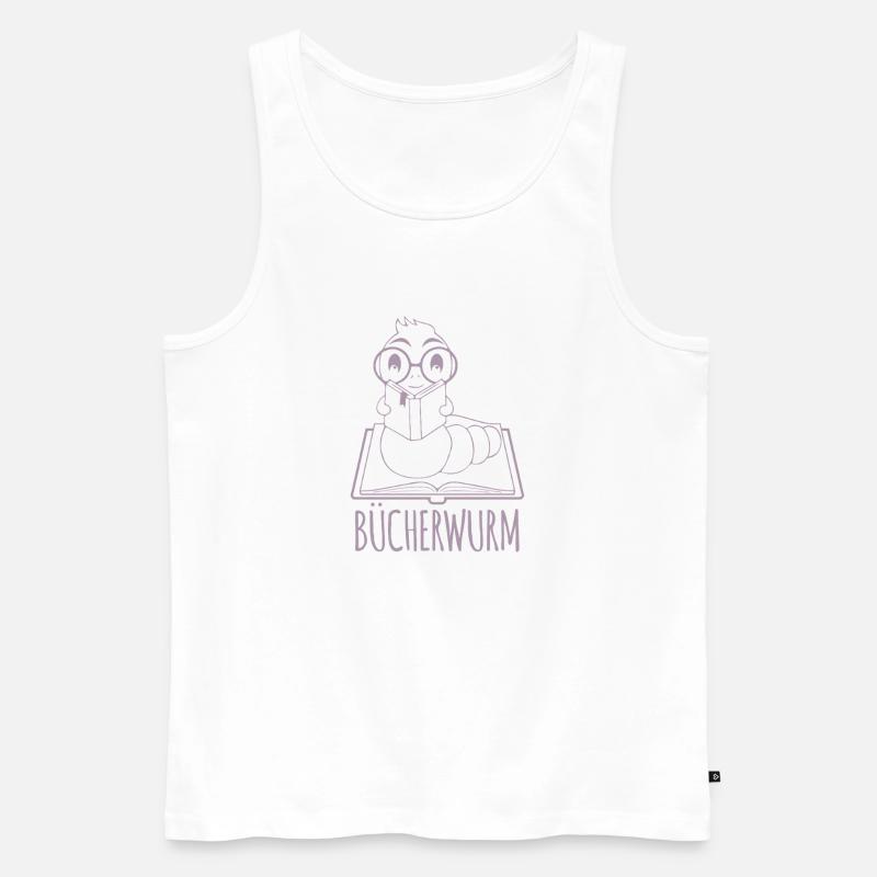 Bücherwurm Silhouette Minimalistisch Nerd - Männer Premium Bio Tank Top - Weiß