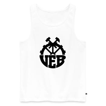 VEB Logo - Abzeichen der DDR (Farbe änderbar) - Männer Premium Bio Tank Top - Weiß - Vorne - AI Model Male 178 light (178cm)