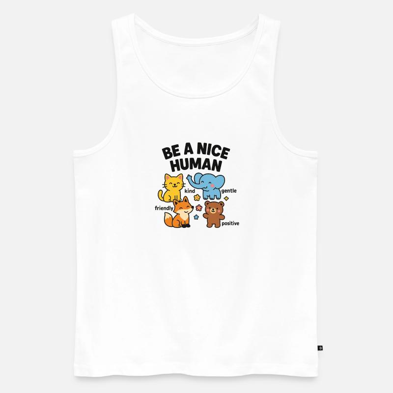 Sei ein netter Mensch – freundliche Tiere - Männer Premium Bio Tank Top - Weiß