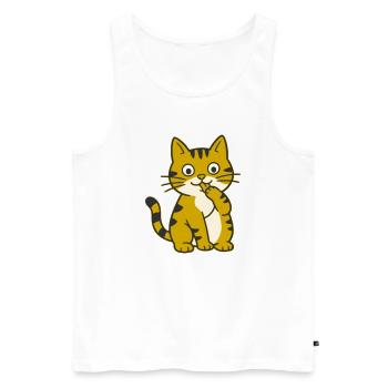 Lèche la patte, chat cartoon mignon à patte - Débardeur bio Premium Homme - blanc - Devant - Michal (187cm)