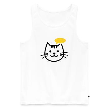 Tête de chat avec bulle de dialogue jaune - Débardeur bio Premium Homme - blanc - Devant - AI Model Male 178 light (178cm)