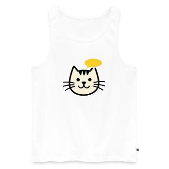 Visage de chat avec bulle de dialogue - Débardeur bio Premium Homme - blanc - Devant - AI Model Male 178 light (178cm)