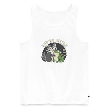 Raccoon and frog hug - Men's Premium Organic Tank Top - white - Front - Michal (187cm)