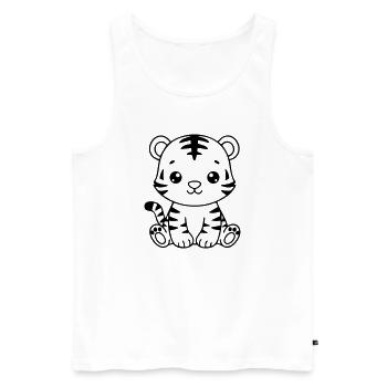 Cute Baby Tiger – Black & White Cub - Men's Premium Organic Tank Top - white - Front - AI Model Male 178 light (178cm)