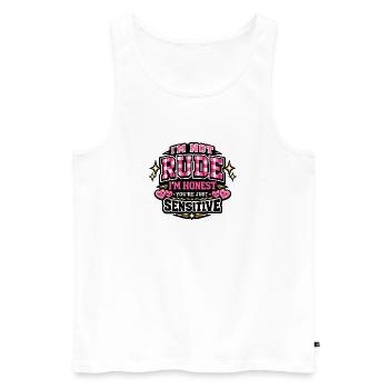 Nicht unhöflich, ehrlich – sensibel - Männer Premium Bio Tank Top - Weiß - Vorne - AI Model Male 178 light (178cm)