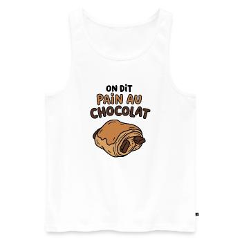 On dit pain au chocolat humour boulangerie - Débardeur bio Premium Homme - blanc - Devant - AI Model Male 178 light (178cm)