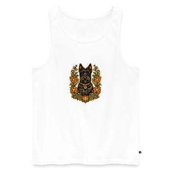 Floral Frame Scottish Terrier - Men's Premium Organic Tank Top - white - Front - AI Model Male 178 light (178cm)