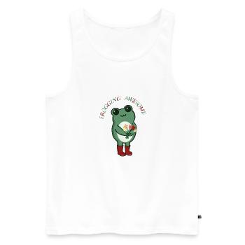 Frogging Awesome – Cute Frog with Flowers - Men's Premium Organic Tank Top - white - Front - AI Model Male 178 light (178cm)