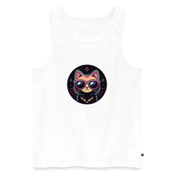 Cat Cartoon Neon Pink Glasses - Men's Premium Organic Tank Top - white - Front - AI Model Male 178 light (178cm)