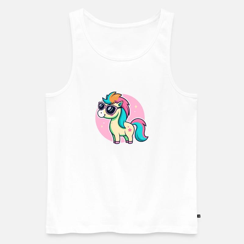Rainbow Pony Glam-Brille - Männer Premium Bio Tank Top - Weiß