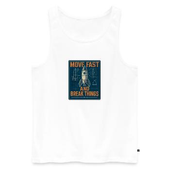 Symbole de fusée : Agir vite - Débardeur bio Premium Homme - blanc - Devant - AI Model Male 178 light (178cm)