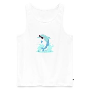 Delfin-Sommer-Pinkbrille - Männer Premium Bio Tank Top - Weiß - Vorne - AI Model Male 178 light (178cm)