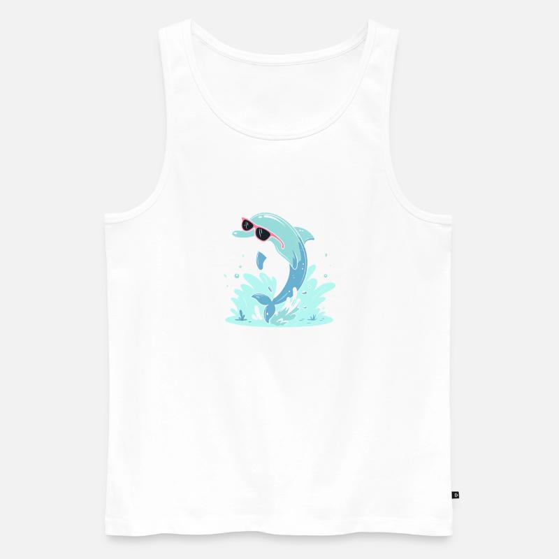 Dolphin Summer Pink Glasses - Men's Premium Organic Tank Top - white