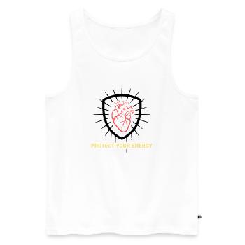 Protect Energy Herz Schild - Männer Premium Bio Tank Top - Weiß - Vorne - Michal (187cm)