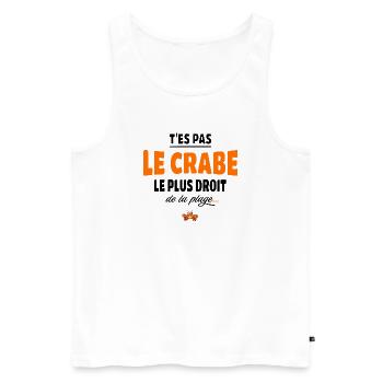 T’es pas le crabe le plus droit de la plage, vanne - Débardeur bio Premium Homme - blanc - Devant - AI Model Male 178 light (178cm)