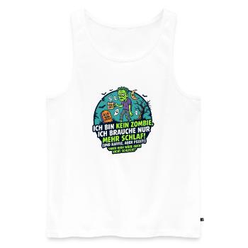 Zombie Schlaf Kaffee lustiger Spruch - Männer Premium Bio Tank Top - Weiß - Vorne - Michal (187cm)