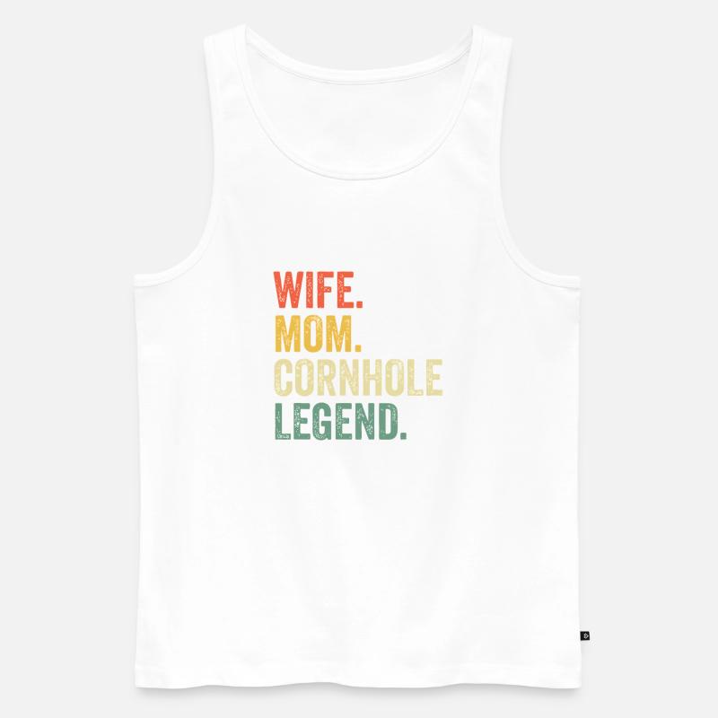 Ehefrau-Mama Cornhole-Legende - Männer Premium Bio Tank Top - Weiß