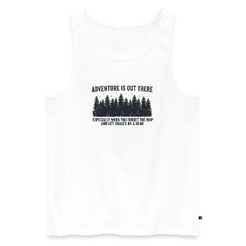 L’aventure est là – Drôle d’épinette en plein air - Débardeur bio Premium Homme - blanc - Devant - Michal (187cm)