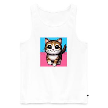 cat - Men's Premium Organic Tank Top - white - Front - Michal (187cm)