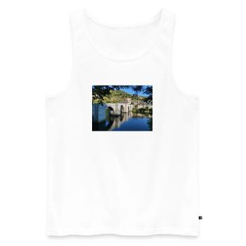 Lac Sauvage & Château – Paysage Nature France - Débardeur bio Premium Homme - blanc - Devant - Michal (187cm)