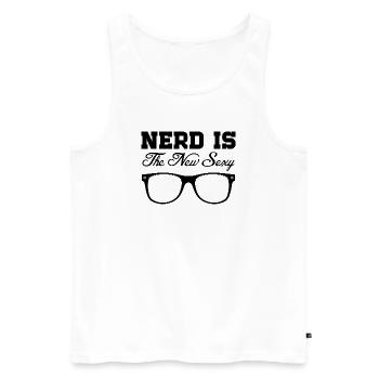 Nerd Is The New Sexy Funny Geek Glasses Art - Männer Premium Bio Tank Top - Weiß - Vorne - AI Model Male 178 light (178cm)