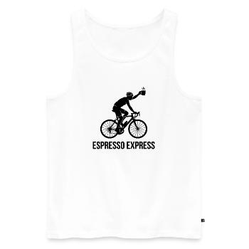 Cyclist Silhouette Road Bike Espresso Coffee - Men's Premium Organic Tank Top - white - Front - Michal (187cm)