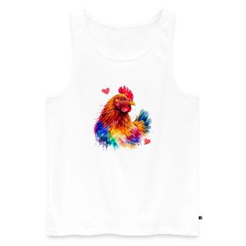 Rainbow Rooster Watercolor - Men's Premium Organic Tank Top - white - Front - Michal (187cm)