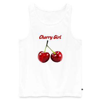 Motif de la fille cerise et fruit - Débardeur bio Premium Homme - blanc - Devant - AI Model Male 178 light (178cm)