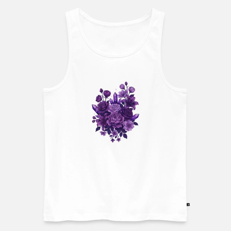 Violette Kristallblumenstrauß - Männer Premium Bio Tank Top - Weiß
