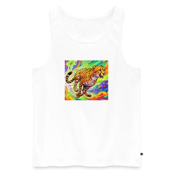 cheetah - Men's Premium Organic Tank Top - white - Front - Michal (187cm)
