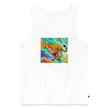 cheetah - Men's Premium Organic Tank Top - white - Front - Michal (187cm)