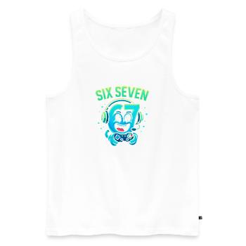 Six Seven Gamer Mascot Italian Brainrot Gaming - Männer Premium Bio Tank Top - Weiß - Vorne - AI Model Male 178 light (178cm)