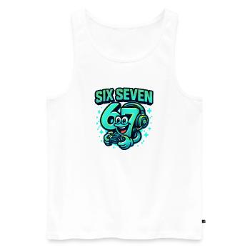 Six Seven Gamer Mascotte Italienne Brainrot Gaming - Débardeur bio Premium Homme - blanc - Devant - AI Model Male 178 light (178cm)