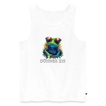 Dünnes Eis Frosch PopArt Shirt - Männer Premium Bio Tank Top - Weiß - Vorne - Michal (187cm)