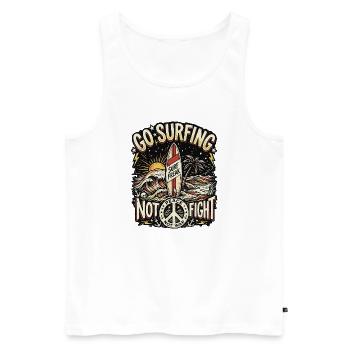 Liberté de surf contre guerre pour la paix - Débardeur bio Premium Homme - blanc - Devant - Michal (187cm)
