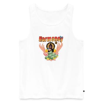 Harmoney Bouddha Chance - Série Paix et Amour - Débardeur bio Premium Homme - blanc - Devant - AI Model Male 178 light (178cm)